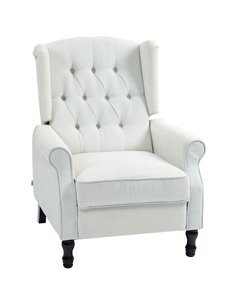 HOMCOM Recliner Armchair, Vintage Reclining Chair with Nail Head Trim, Wingback Chair with Button Tufted Back and Footrest, for 