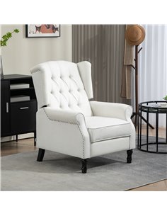 HOMCOM Recliner Armchair, Vintage Reclining Chair with Nail Head Trim, Wingback Chair with Button Tufted Back and Footrest, for  2