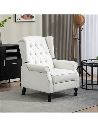 HOMCOM Recliner Armchair, Vintage Reclining Chair with Nail Head Trim, Wingback Chair with Button Tufted Back and Footrest, for 
