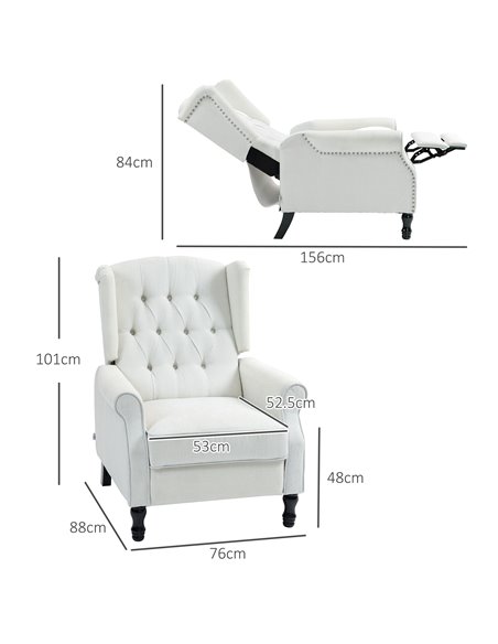 HOMCOM Recliner Armchair, Vintage Reclining Chair with Nail Head Trim, Wingback Chair with Button Tufted Back and Footrest, for  - pic 100938 | FastDaddyshop
