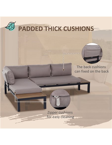 Outsunny 3-Piece Aluminium Frame Outdoor Garden Furniture Set Mixed Grey - pic 10094 | FastDaddyshop
