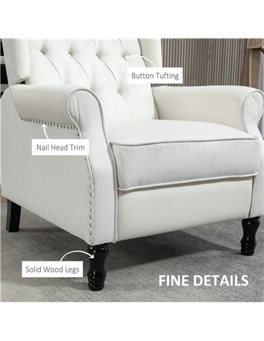 HOMCOM Recliner Armchair, Vintage Reclining Chair with Nail Head Trim, Wingback Chair with Button Tufted Back and Footrest, for 