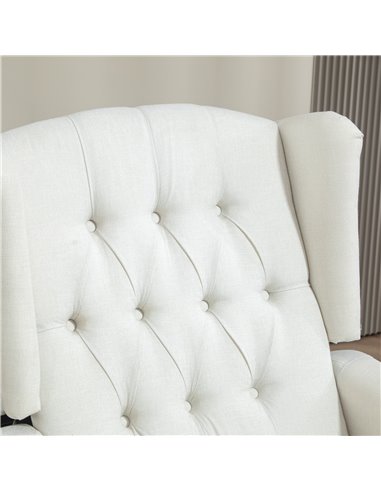 HOMCOM Recliner Armchair, Vintage Reclining Chair with Nail Head Trim, Wingback Chair with Button Tufted Back and Footrest, for 