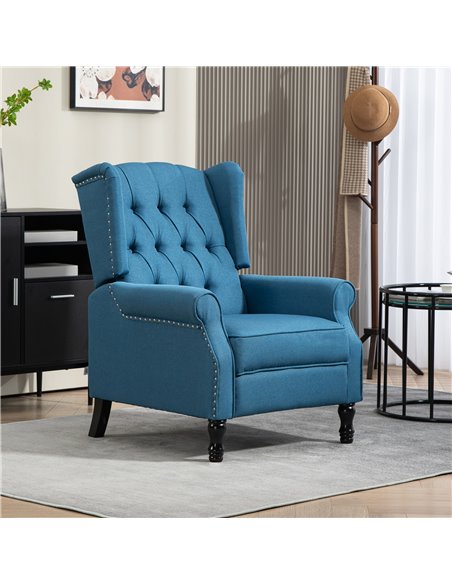 HOMCOM 150° Reclining Vintage Armchair, with footrest - Blue 833-677V71BU - pic 100946 | FastDaddyshop