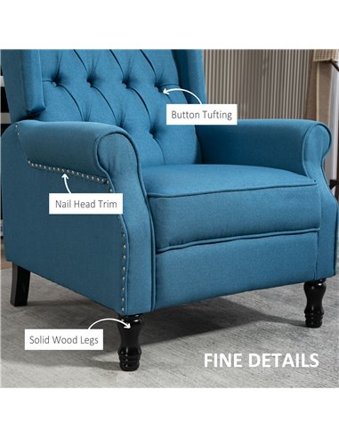 HOMCOM 150° Reclining Vintage Armchair, with footrest - Blue 833-677V71BU