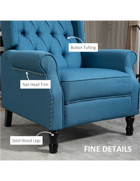 HOMCOM 150° Reclining Vintage Armchair, with footrest - Blue 833-677V71BU - pic 100950 | FastDaddyshop