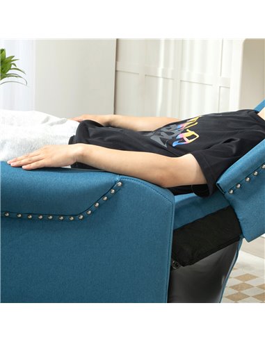 HOMCOM 150° Reclining Vintage Armchair, with footrest - Blue 833-677V71BU