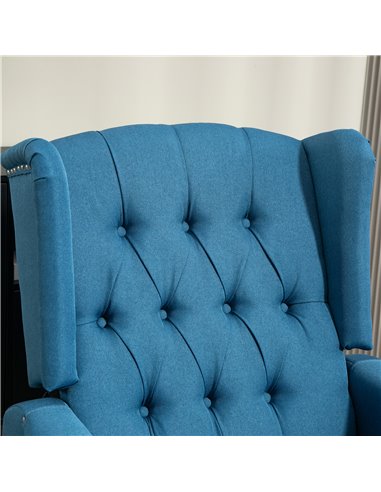 HOMCOM 150° Reclining Vintage Armchair, with footrest - Blue 833-677V71BU