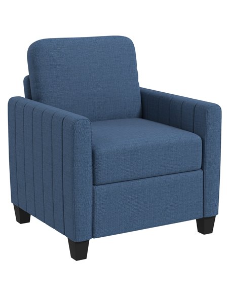 HOMCOM Modern Boxy Linen-Look Armchair - Blue 83B-049V70BU - pic 100963 | FastDaddyshop