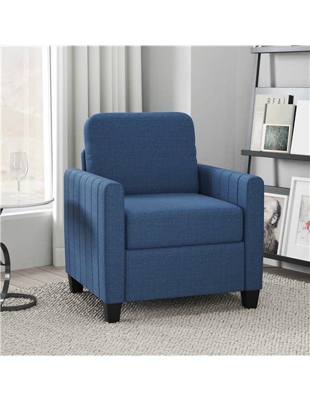 HOMCOM Modern Boxy Linen-Look Armchair - Blue 83B-049V70BU - pic 100964 | FastDaddyshop