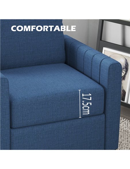 HOMCOM Modern Boxy Linen-Look Armchair - Blue 83B-049V70BU - pic 100967 | FastDaddyshop