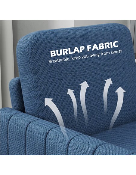 HOMCOM Modern Boxy Linen-Look Armchair - Blue 83B-049V70BU - pic 100968 | FastDaddyshop