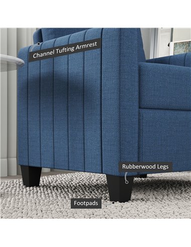 HOMCOM Modern Boxy Linen-Look Armchair - Blue 83B-049V70BU