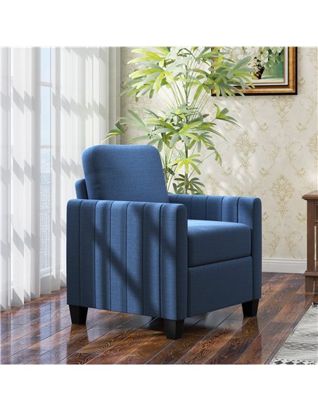HOMCOM Modern Boxy Linen-Look Armchair - Blue 83B-049V70BU - pic 100970 | FastDaddyshop