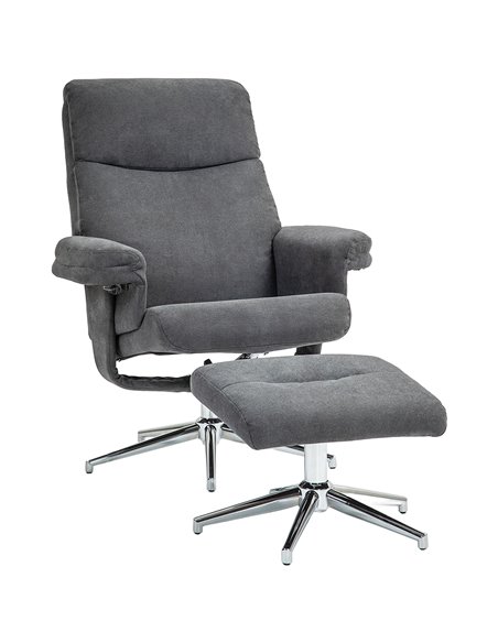 HOMCOM Recliner Chair with Footstool, Upholstered Velvet Fabric Armchair with Adjustable Back, Solid Wood Frame for Living Room, - pic 100972 | FastDaddyshop