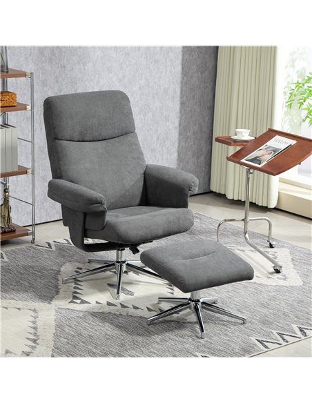 HOMCOM Recliner Chair with Footstool, Upholstered Velvet Fabric Armchair with Adjustable Back, Solid Wood Frame for Living Room, - pic 100973 | FastDaddyshop