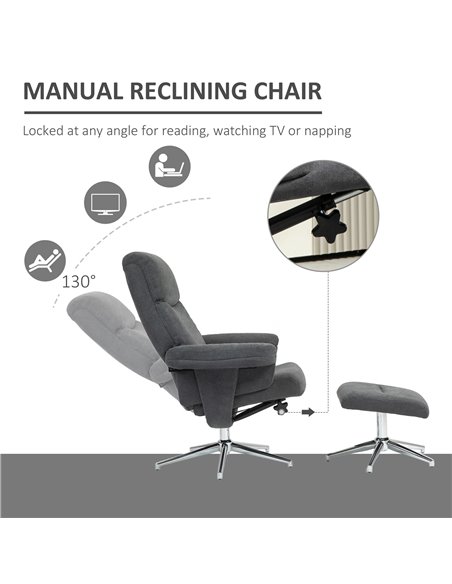 HOMCOM Recliner Chair with Footstool, Upholstered Velvet Fabric Armchair with Adjustable Back, Solid Wood Frame for Living Room, - pic 100975 | FastDaddyshop