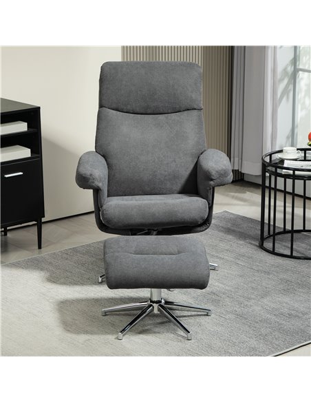 HOMCOM Recliner Chair with Footstool, Upholstered Velvet Fabric Armchair with Adjustable Back, Solid Wood Frame for Living Room, - pic 100978 | FastDaddyshop