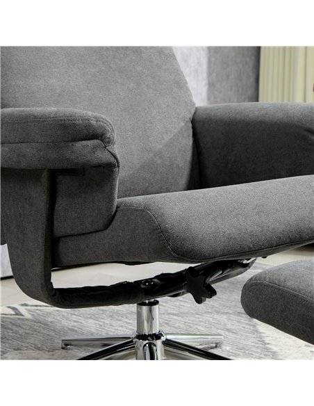 HOMCOM Recliner Chair with Footstool, Upholstered Velvet Fabric Armchair with Adjustable Back, Solid Wood Frame for Living Room, - pic 100979 | FastDaddyshop