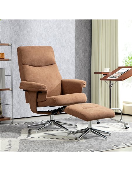 HOMCOM Recliner Chair with Footstool, Upholstered Velvet Fabric Armchair with Adjustable Back, Solid Wood Frame for Living Room, - pic 100982 | FastDaddyshop