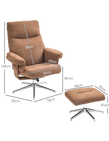 HOMCOM Recliner Chair with Footstool, Upholstered Velvet Fabric Armchair with Adjustable Back, Solid Wood Frame for Living Room, - pic 100983 | FastDaddyshop