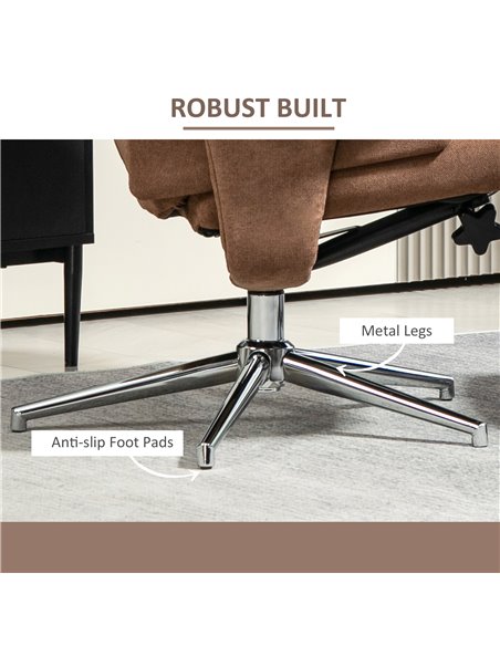 HOMCOM Recliner Chair with Footstool, Upholstered Velvet Fabric Armchair with Adjustable Back, Solid Wood Frame for Living Room, - pic 100986 | FastDaddyshop