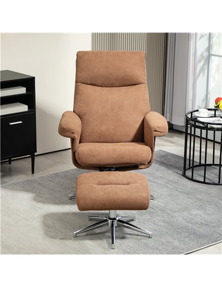 HOMCOM Recliner Chair with Footstool, Upholstered Velvet Fabric Armchair with Adjustable Back, Solid Wood Frame for Living Room, - pic 100987 | FastDaddyshop