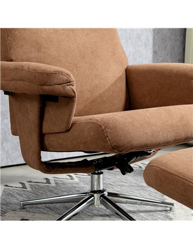 HOMCOM Recliner Chair with Footstool, Upholstered Velvet Fabric Armchair with Adjustable Back, Solid Wood Frame for Living Room,