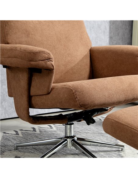 HOMCOM Recliner Chair with Footstool, Upholstered Velvet Fabric Armchair with Adjustable Back, Solid Wood Frame for Living Room, - pic 100989 | FastDaddyshop