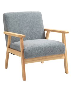 HOMCOM Accent Chair Wood Frame with Thick Cashmere Cushions Wide Seat Armchair Home Furniture Bedroom Office Grey 835-233V71GY