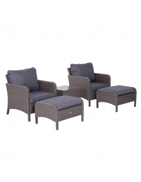 Outsunny 2-Seater Rattan Garden Furniture Set with Thick Cushions, Dark Grey - pic 10100 | FastDaddyshop
