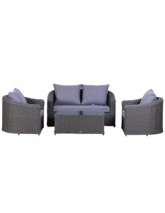 Outsunny Rattan 4-seater Garden Furniture Set with Aluminium Frame, Grey