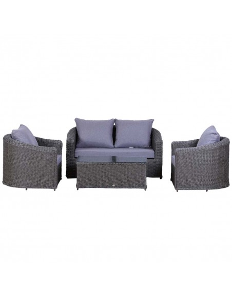 Outsunny Rattan 4-seater Garden Furniture Set with Aluminium Frame, Grey - pic 10101 | FastDaddyshop