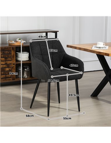 HOMCOM Accent Chair with Foot Pads, Upholstered Armchair with Chenille Fabric Front and PU Back, Occasional Chair for Living Roo