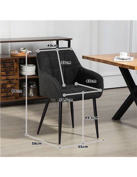 HOMCOM Accent Chair with Foot Pads, Upholstered Armchair with Chenille Fabric Front and PU Back, Occasional Chair for Living Roo - pic 101010 | FastDaddyshop