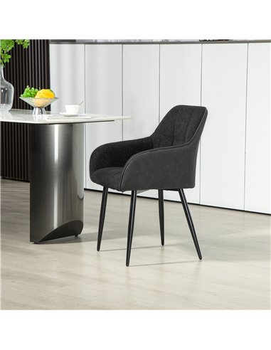 HOMCOM Accent Chair with Foot Pads, Upholstered Armchair with Chenille Fabric Front and PU Back, Occasional Chair for Living Roo