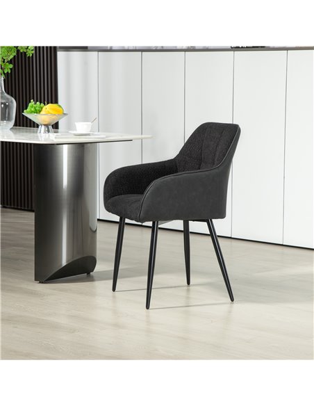 HOMCOM Accent Chair with Foot Pads, Upholstered Armchair with Chenille Fabric Front and PU Back, Occasional Chair for Living Roo - pic 101013 | FastDaddyshop