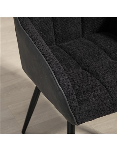 HOMCOM Accent Chair with Foot Pads, Upholstered Armchair with Chenille Fabric Front and PU Back, Occasional Chair for Living Roo