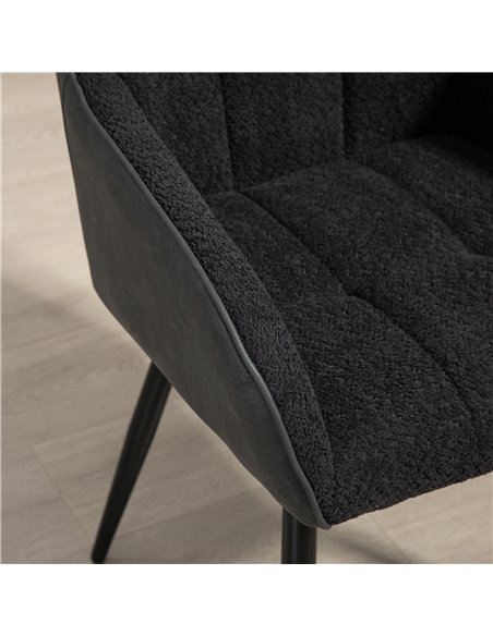 HOMCOM Accent Chair with Foot Pads, Upholstered Armchair with Chenille Fabric Front and PU Back, Occasional Chair for Living Roo - pic 101016 | FastDaddyshop