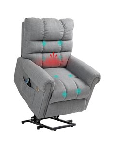 HOMCOM Rise and Recline Electric Massage Armchair - Grey 713-170V70GY