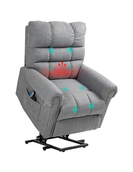HOMCOM Rise and Recline Electric Massage Armchair - Grey 713-170V70GY - pic 101017 | FastDaddyshop