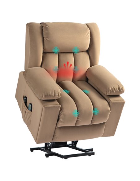 HOMCOM Power Lift Recliner Chair with Vibration Massage and Heat, Electric Lift Chair for Elderly, Overstuffed Fabric Riser and  - pic 101026 | FastDaddyshop