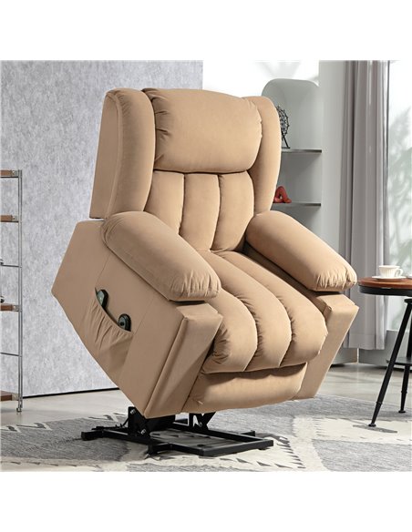 HOMCOM Power Lift Recliner Chair with Vibration Massage and Heat, Electric Lift Chair for Elderly, Overstuffed Fabric Riser and  - pic 101027 | FastDaddyshop