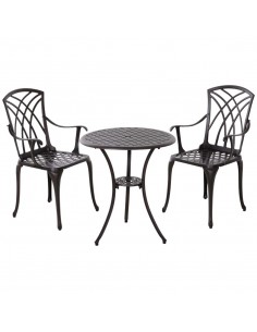 Outsunny Outdoor Patio Cast Aluminium 3PCS Bistro Set with Coffee Table & 2 Chairs