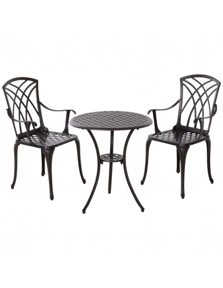 Outsunny Outdoor Patio Cast Aluminium 3PCS Bistro Set with Coffee Table & 2 Chairs - pic 10103 | FastDaddyshop