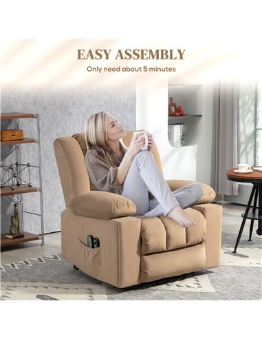 HOMCOM Power Lift Recliner Chair with Vibration Massage and Heat, Electric Lift Chair for Elderly, Overstuffed Fabric Riser and 