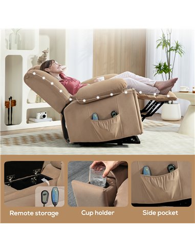 HOMCOM Power Lift Recliner Chair with Vibration Massage and Heat, Electric Lift Chair for Elderly, Overstuffed Fabric Riser and 