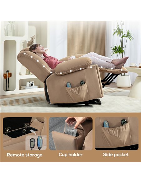 HOMCOM Power Lift Recliner Chair with Vibration Massage and Heat, Electric Lift Chair for Elderly, Overstuffed Fabric Riser and  - pic 101034 | FastDaddyshop