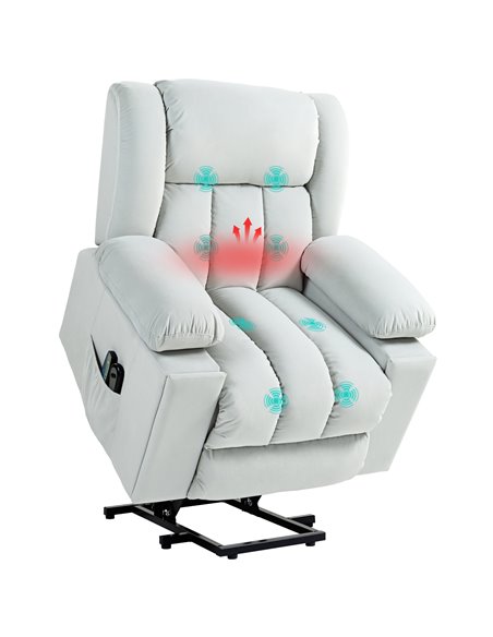 HOMCOM Power Lift Recliner Chair with Vibration Massage and Heat, Electric Lift Chair for Elderly, Overstuffed Fabric Riser and  - pic 101035 | FastDaddyshop
