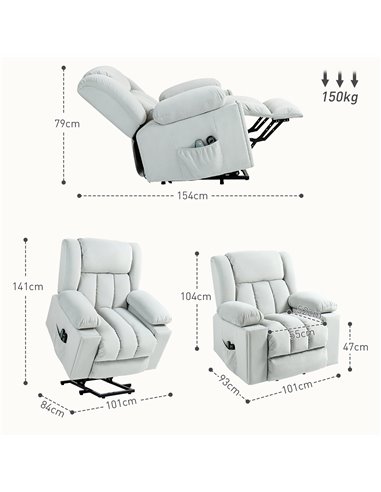 HOMCOM Power Lift Recliner Chair with Vibration Massage and Heat, Electric Lift Chair for Elderly, Overstuffed Fabric Riser and 
